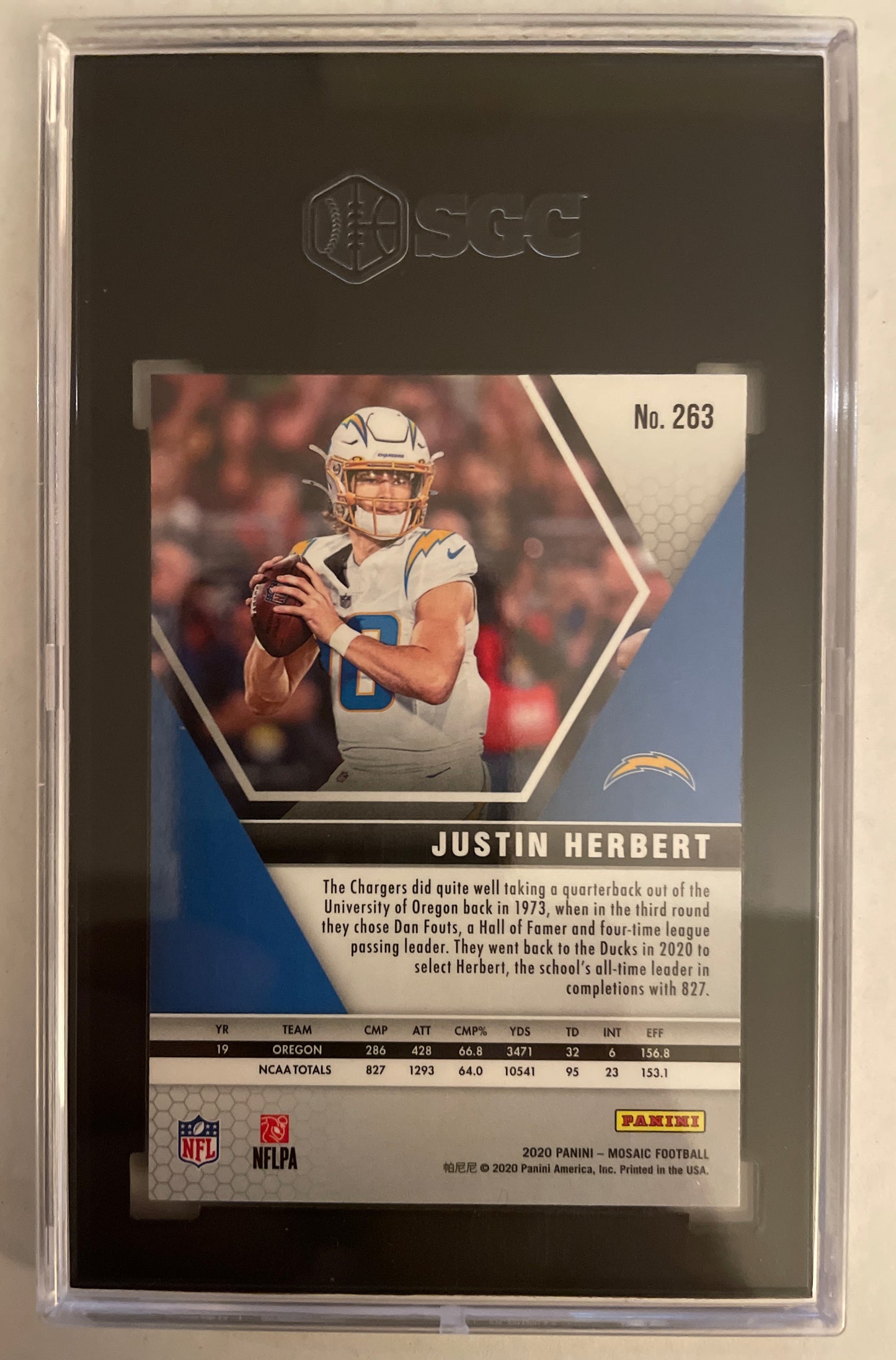 2020 Panini Mosaic Justin Herbert NFL Debut RC Rookie # 263 SGC 9.5 MINT+