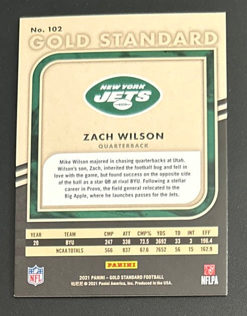2021 Panini Gold Standard Zach Wilson /75 RC Rookie # 102 - MINT