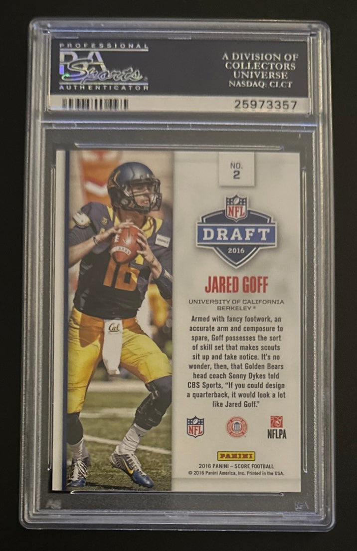 2016 Panini Score Jared Goff NFL Draft-GOLD RC Rookie #2 PSA 10 GEM MINT