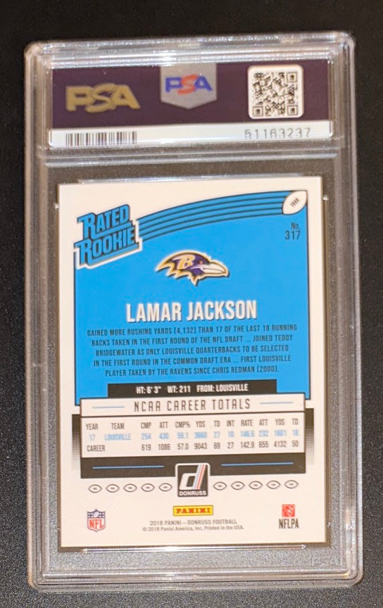 2018 Panini Donruss Lamar Jackson RC Rookie #317 PSA 10 GEM MINT
