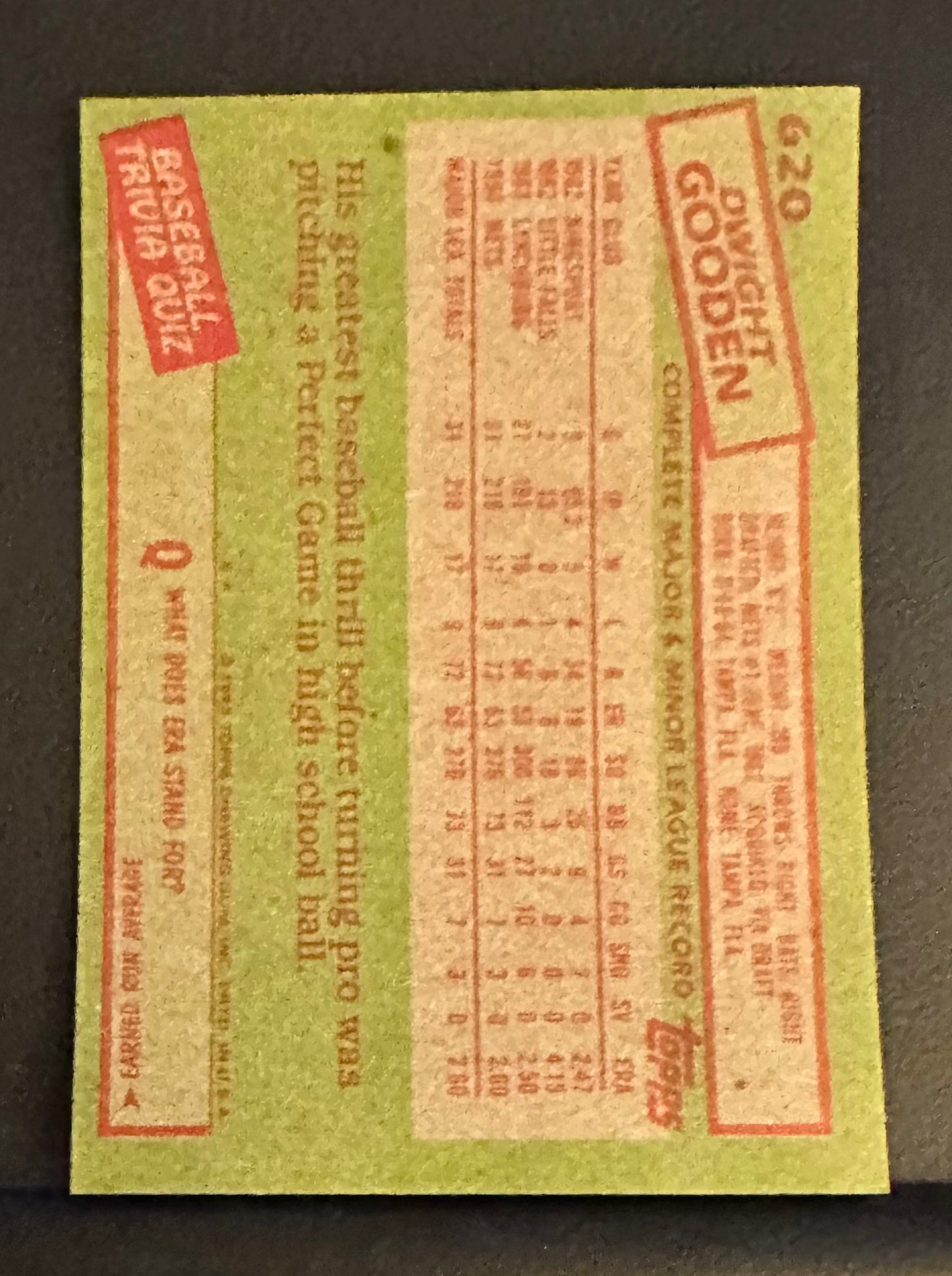 1985 Topps Set-Break #620 Dwight Gooden NM-MT OR BETTER