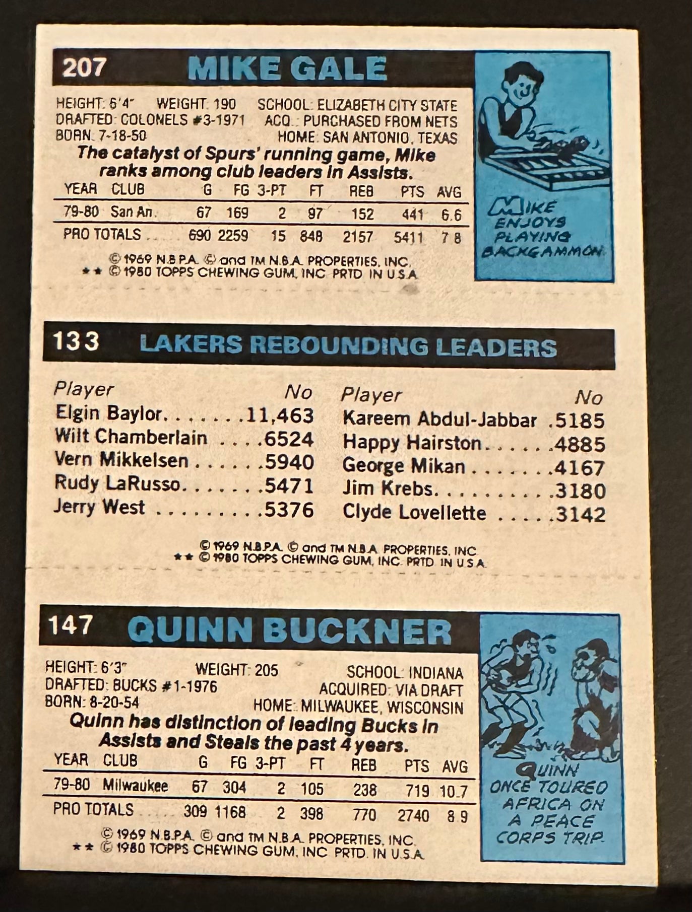 1980-81 Topps Set-Break #207 133 147 Gale Jabbar Buckner NR-MINT
