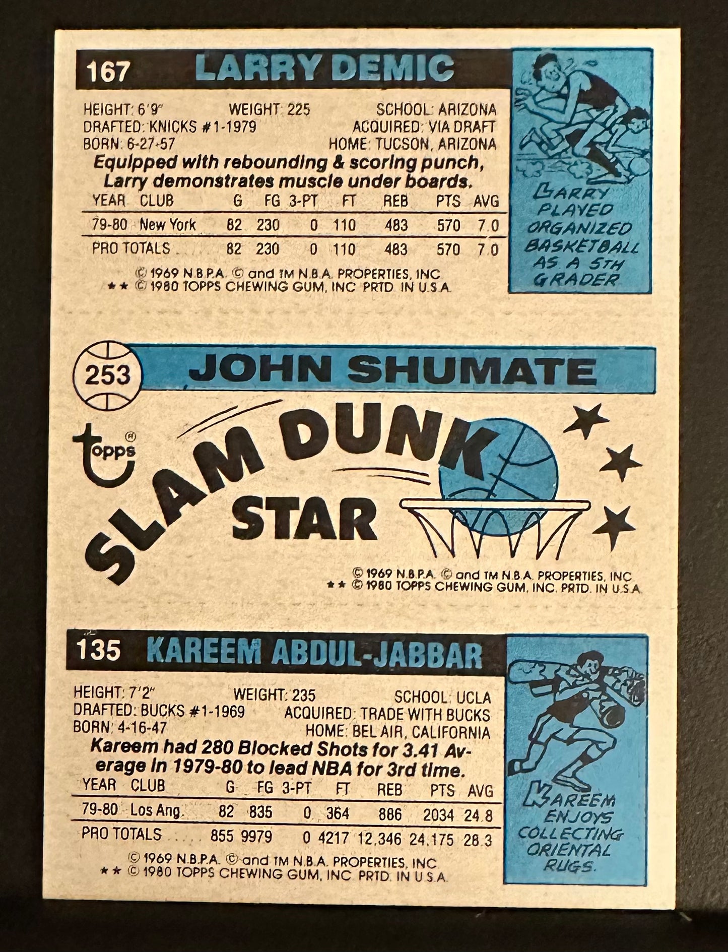1980-81 Topps Set-Break #167 253 135 Demic Shumate Jabbar NR-MINT
