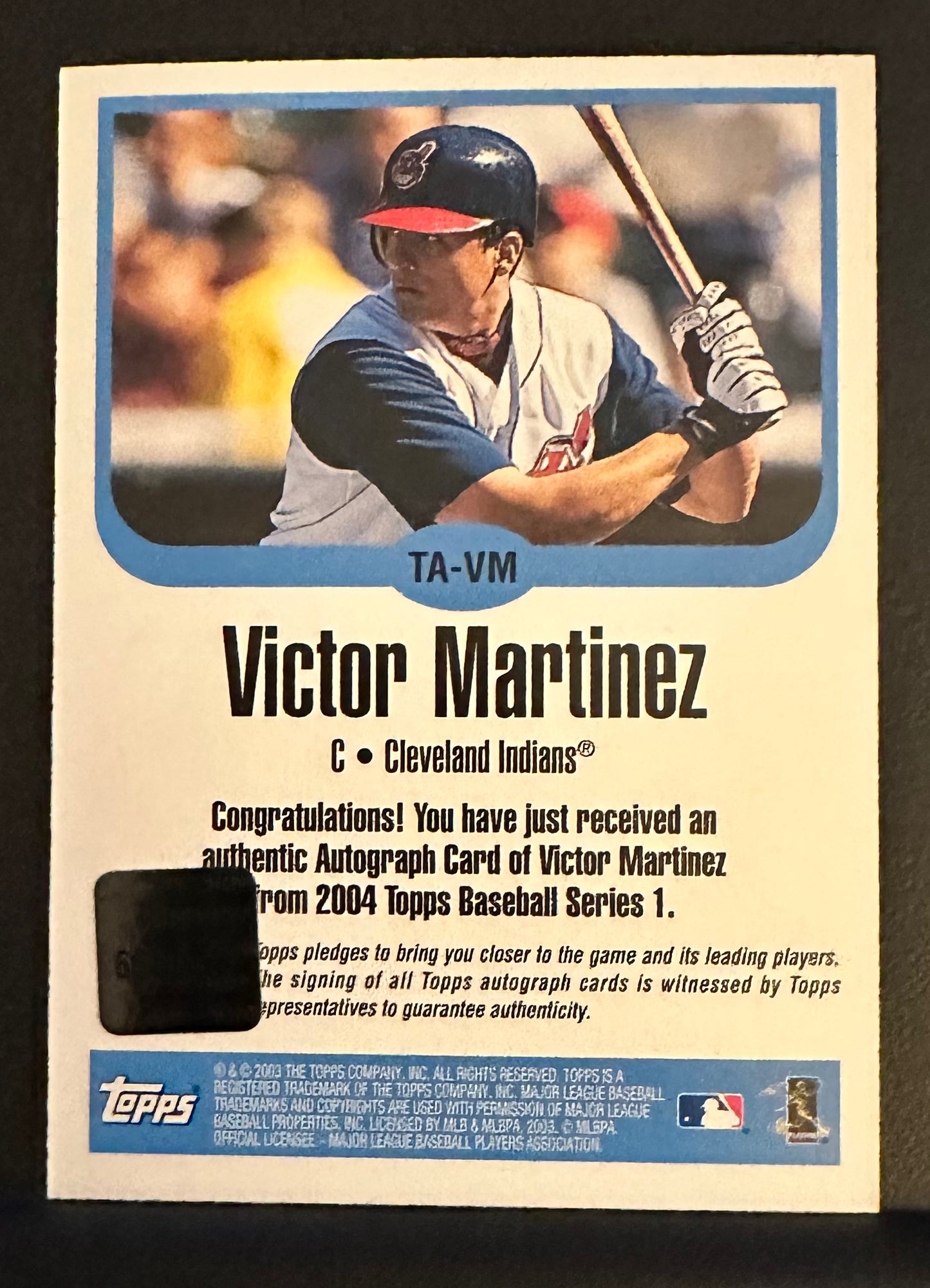 2004 Topps Certified Autograph Issue Victor Martinez On-Card Auto # TA-VM