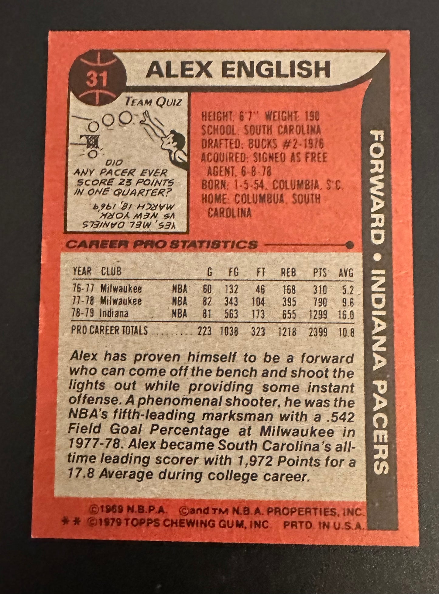 1979-80 Topps # 31 Alex English RC Rookie - NM-MINT