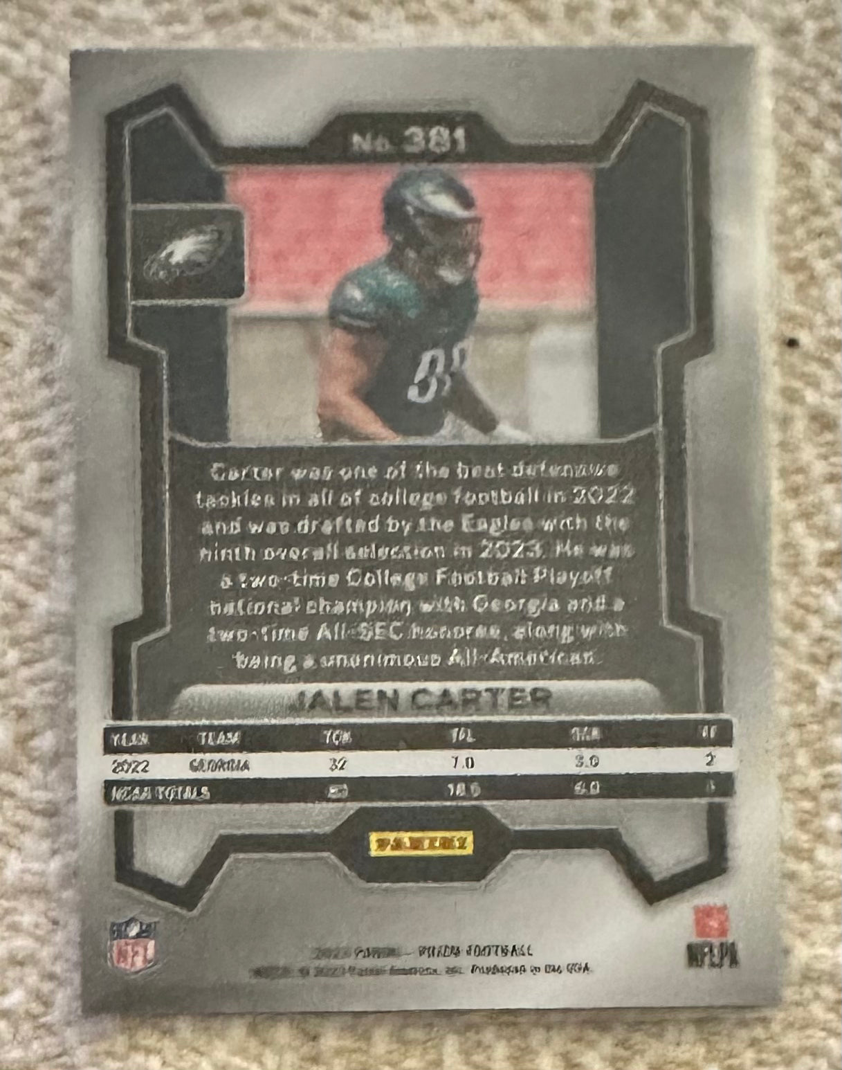 2023 Panini Prizm Jalen Carter RC Rookie # 381 - EAGLES