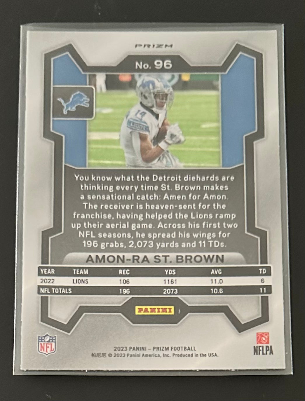2023 Panini Prizm Amon-Ra St Brown Silver Prizm # 96
