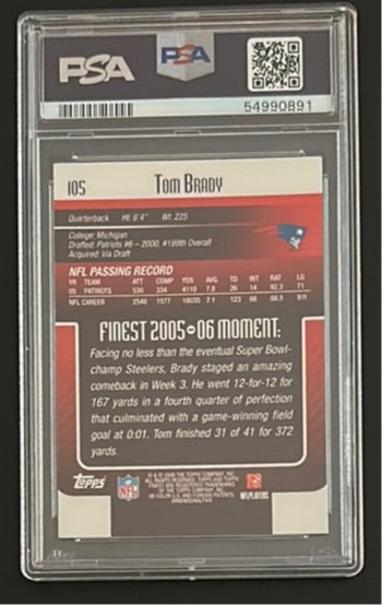 2006 Topps Finest TOM BRADY #105 PSA 9