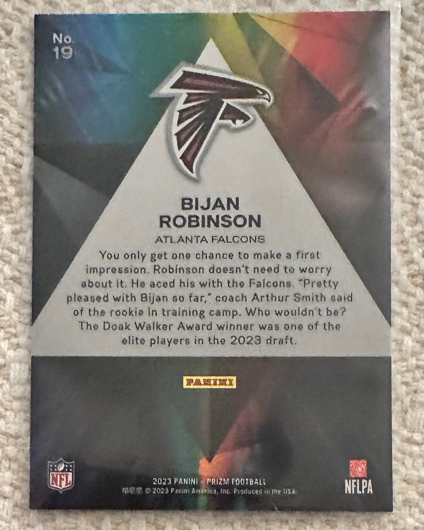 2023 Panini Prizm Bijan Robinson PRIZMATIC RC Rookie # 19 - FALCONS