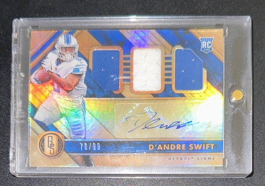 2020 Panini Gold Standard D’Andre Swift Triple RPA Rookie Patch Auto RC #279 - MINT