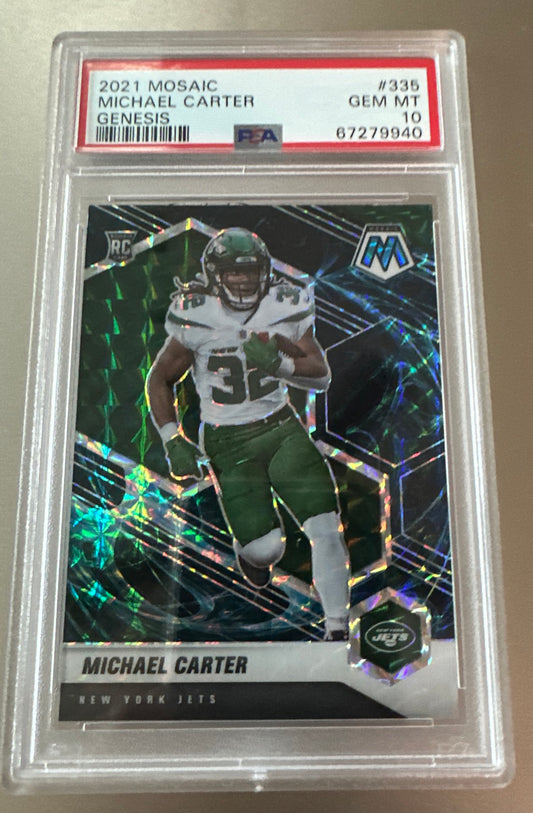 2021 Mosaic Michael Carter Genesis RC Rookie SP # 335 - AZ RB - PSA 10 GEM MINT - POP 16