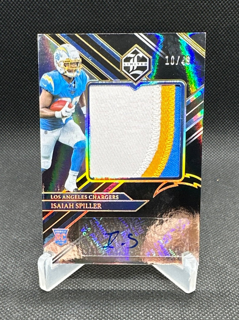 2022 Panini Limited Isaiah Spiller Rookie Patch Auto RPA /49 RC # 151