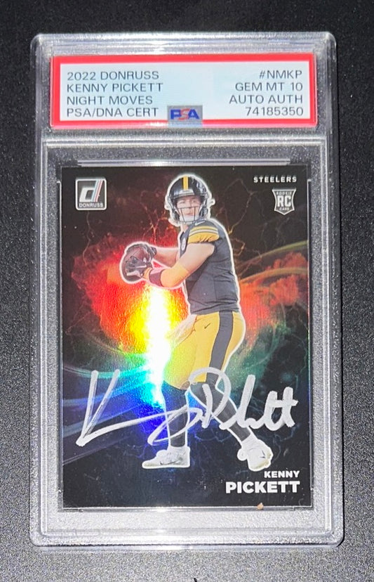 2022 Donruss Kenny Pickett Night Moves SSP Silver Ink On-Card Auto RC Rookie PSA/DNA / PSA 10 GEM - POP 1