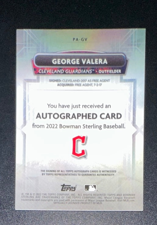 2022 Bowman Sterling George Valera Auto RC Rookie # PA-GV