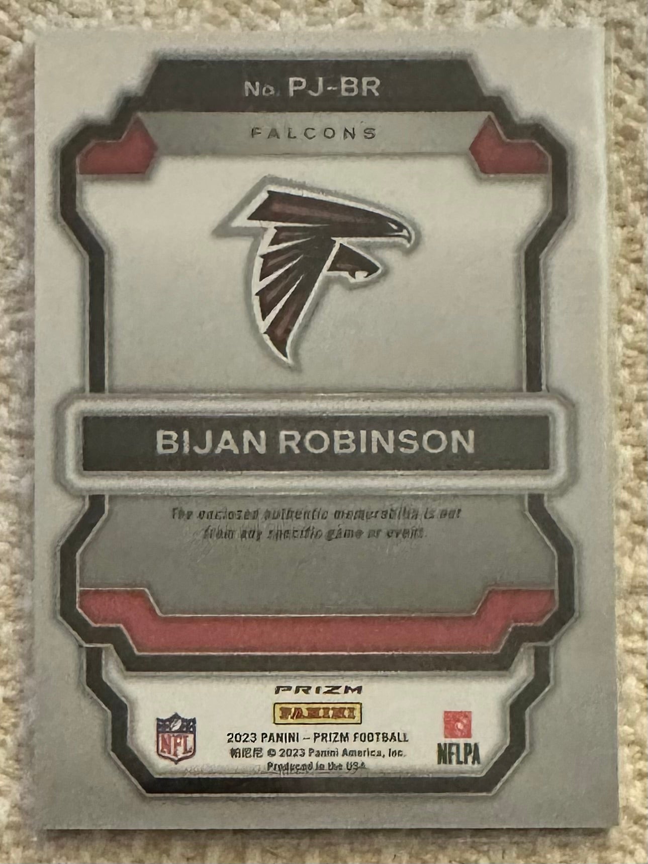 2023 Panini Prizm Bijan Robinson Pink Prizm Premier Jerseys RC Rookie # PJ-BR - FALCONS