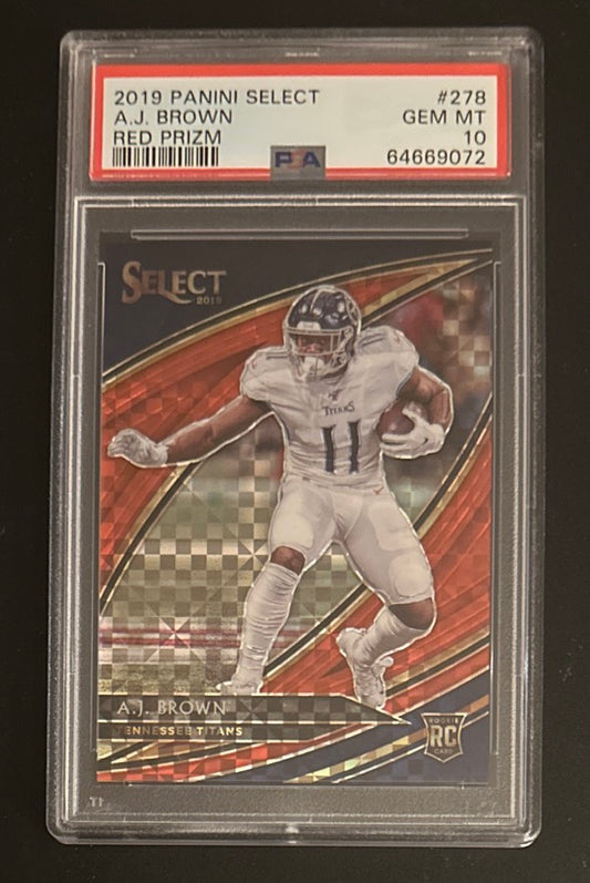 2019 Panini Select AJ Brown Red Prizm /50 RC Rookie #278 PSA 10 GEM MINT - POP 8