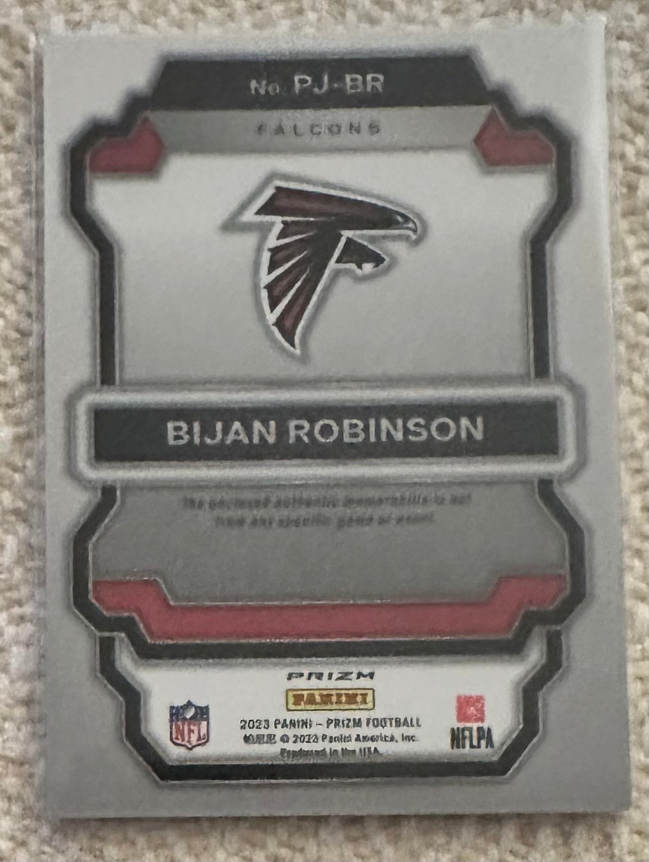 2023 Panini Prizm Bijan Robinson Silver Prizm Premier Jerseys RC Rookie # PJ-BR - FALCONS