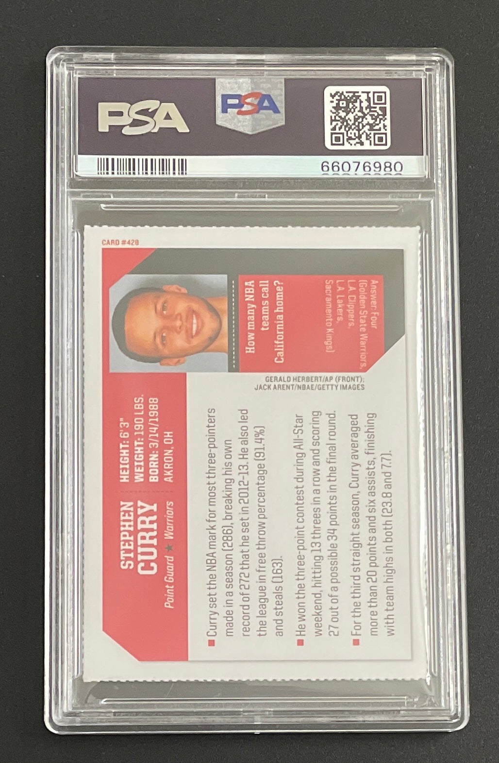 2015 S. I. For Kids Stephen Curry #428 PSA 8 NM-MT - Very High Grade for this Set!!