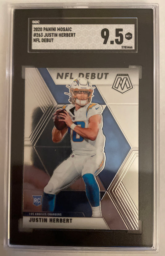 2020 Panini Mosaic Justin Herbert NFL Debut RC Rookie # 263 SGC 9.5 MINT+