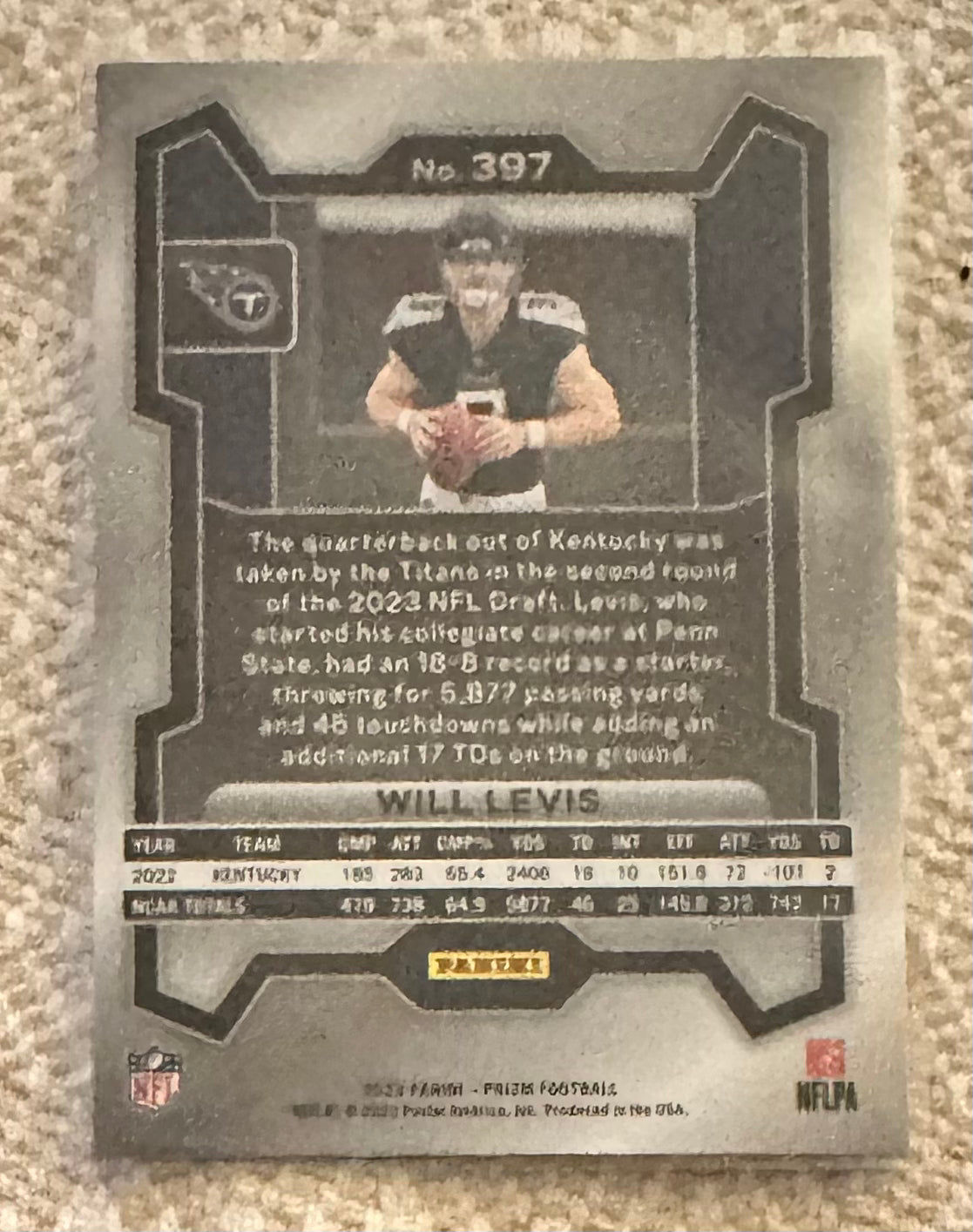 2023 Panini Prizm Will Levis RC Rookie # 397 - TITANS