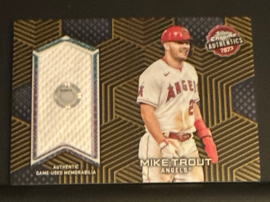 2023 Topps Chrome Baseball Mike Trout Game Used Jersey Relic #’d 1/50 Gold FOTL