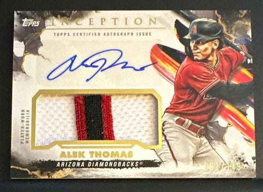 2023 Topps Inception Alek Thomas 3 Color Patch  Auto /149 # IAP-AT - PLAYER WORN