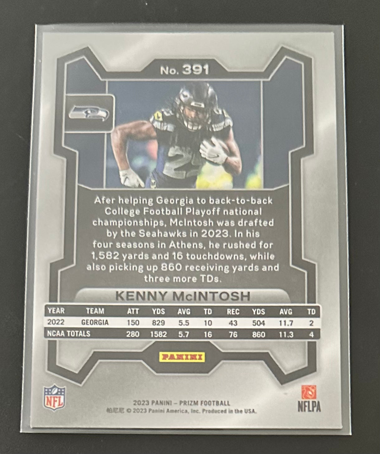 2023 Panini Prizm Kenny McIntosh RC Rookie # 391 - SEAHAWKS