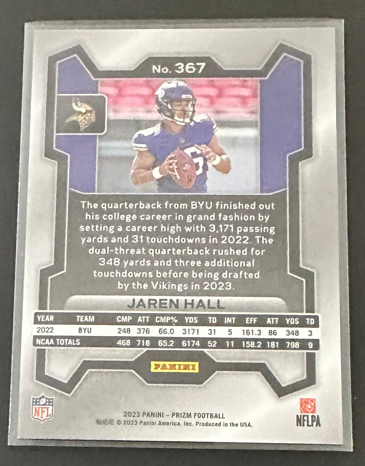 2023 Panini Prizm Jaren Hall RC Rookie # 367 - VIKINGS