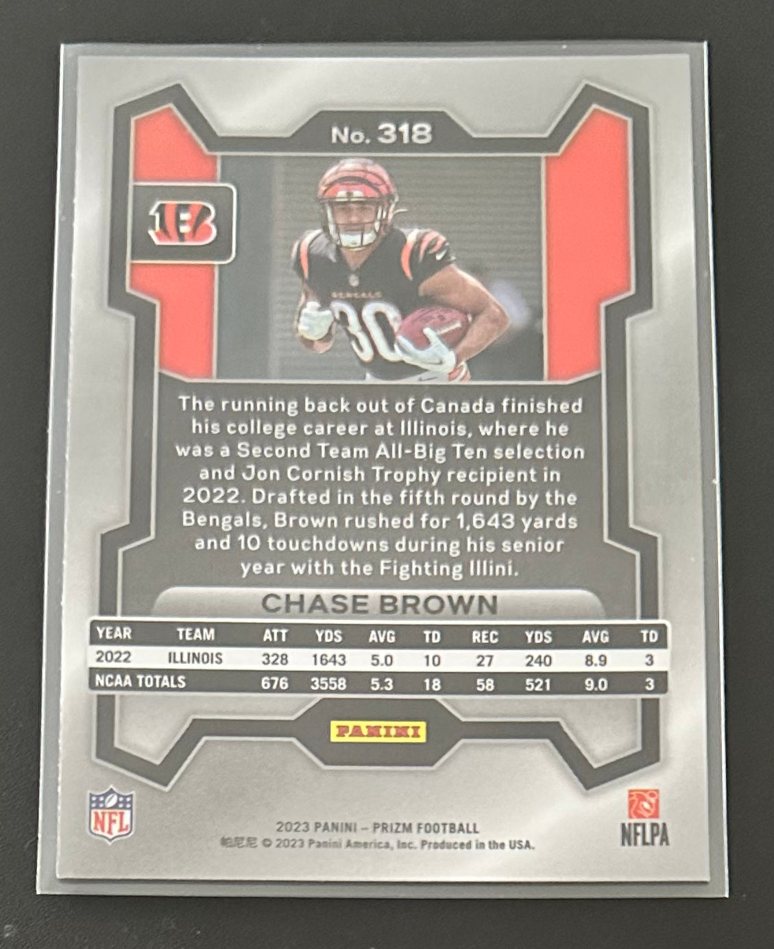 2023 Panini Prizm Chase Brown RC Rookie # 318 - BENGALS