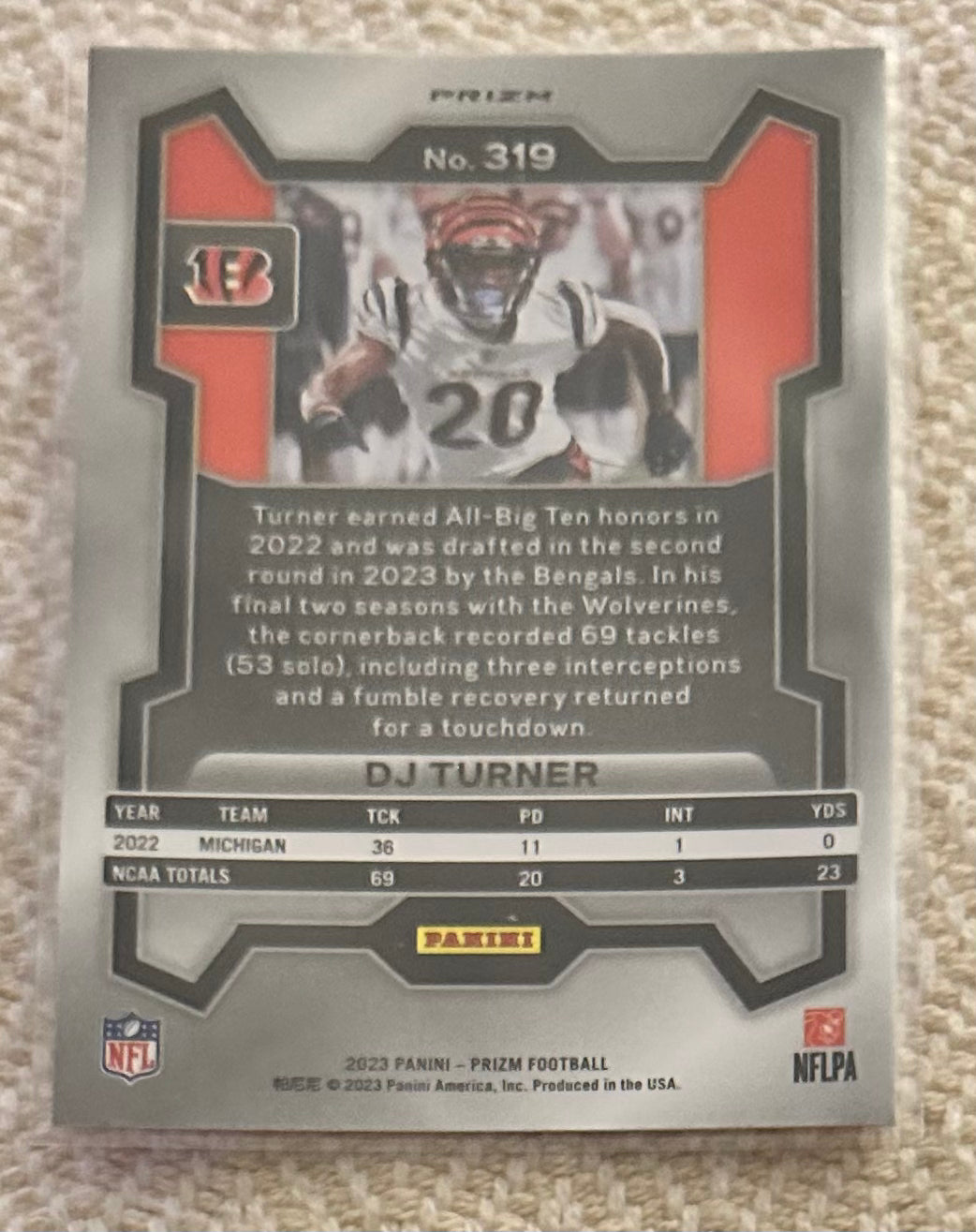 2023 Panini Prizm DJ Turner Disco Prizm RC Rookie # 319 - BENGALS