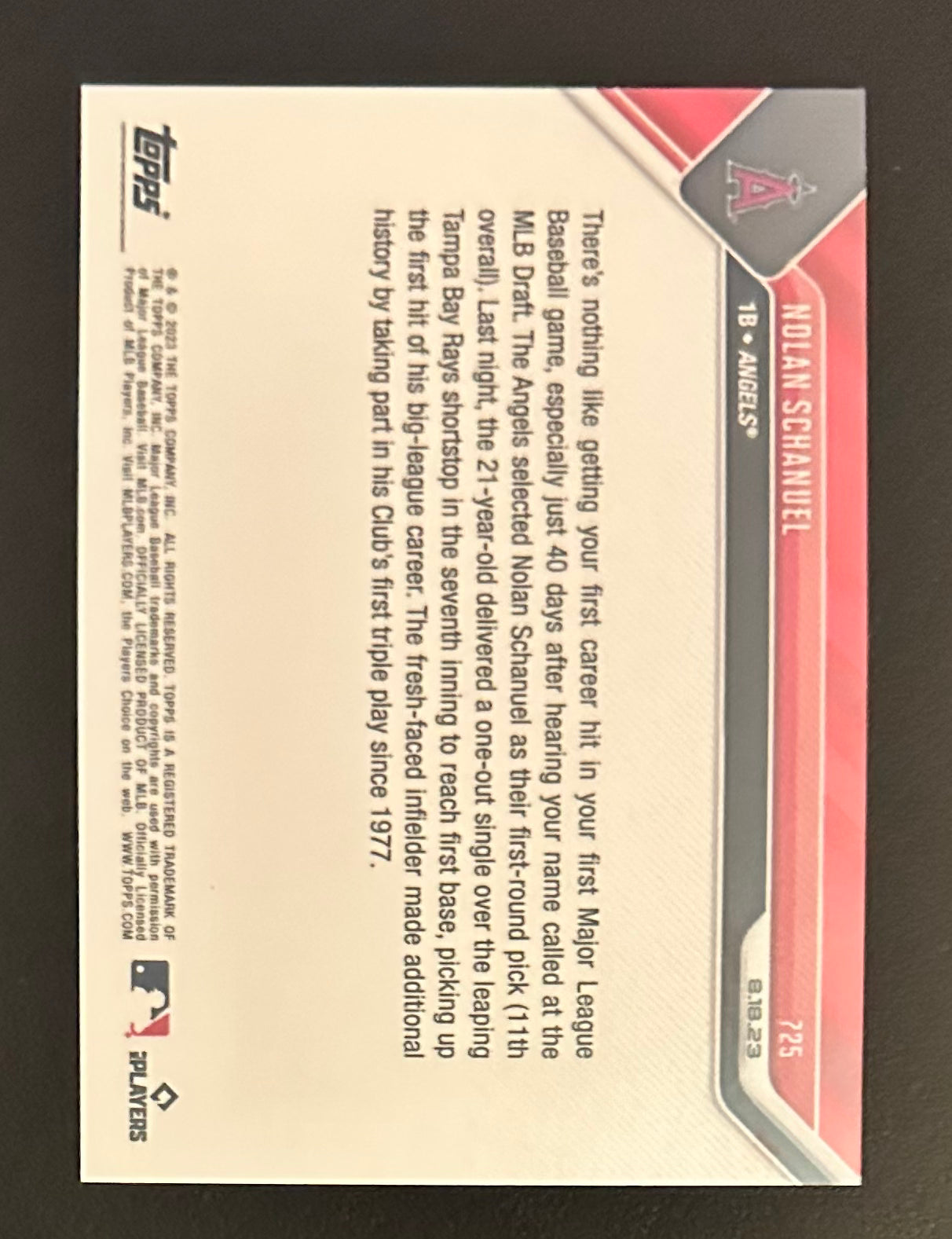 2023 Topps Now Direct Nolan Schandel Call-Up RC Rookie #225