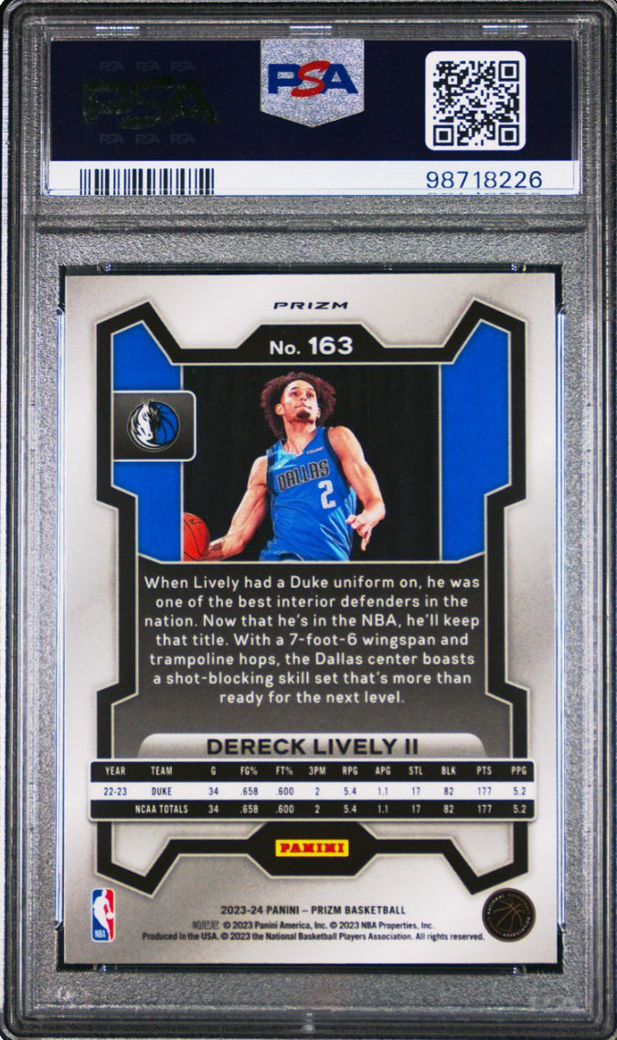 2023 Prizm Dereck Lively Silver Prizm #163 PSA 10 GEM MINT