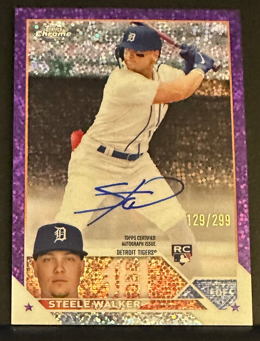 2023 Topps Chrome Steele Walker Purple Speckle Auto RC Rookie /299 # RA-ST - TIGERS