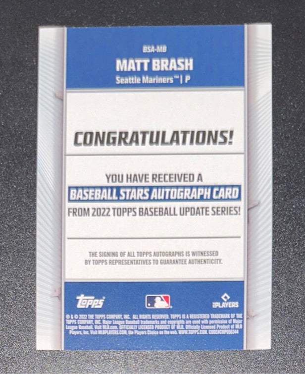 2022 Topps Update MATT BRASH Baseball Stars Black Auto /199 Rookie Card RC #BSA-MB