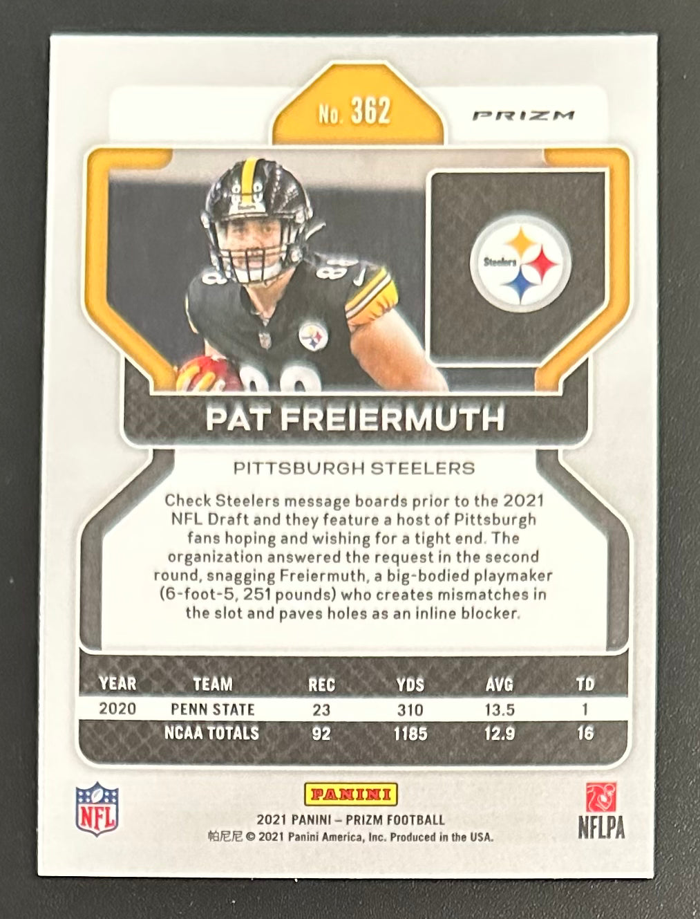 PAT FREIERMUTH 2021 Panini Prizm Pink Prizm Rookie Card RC #362