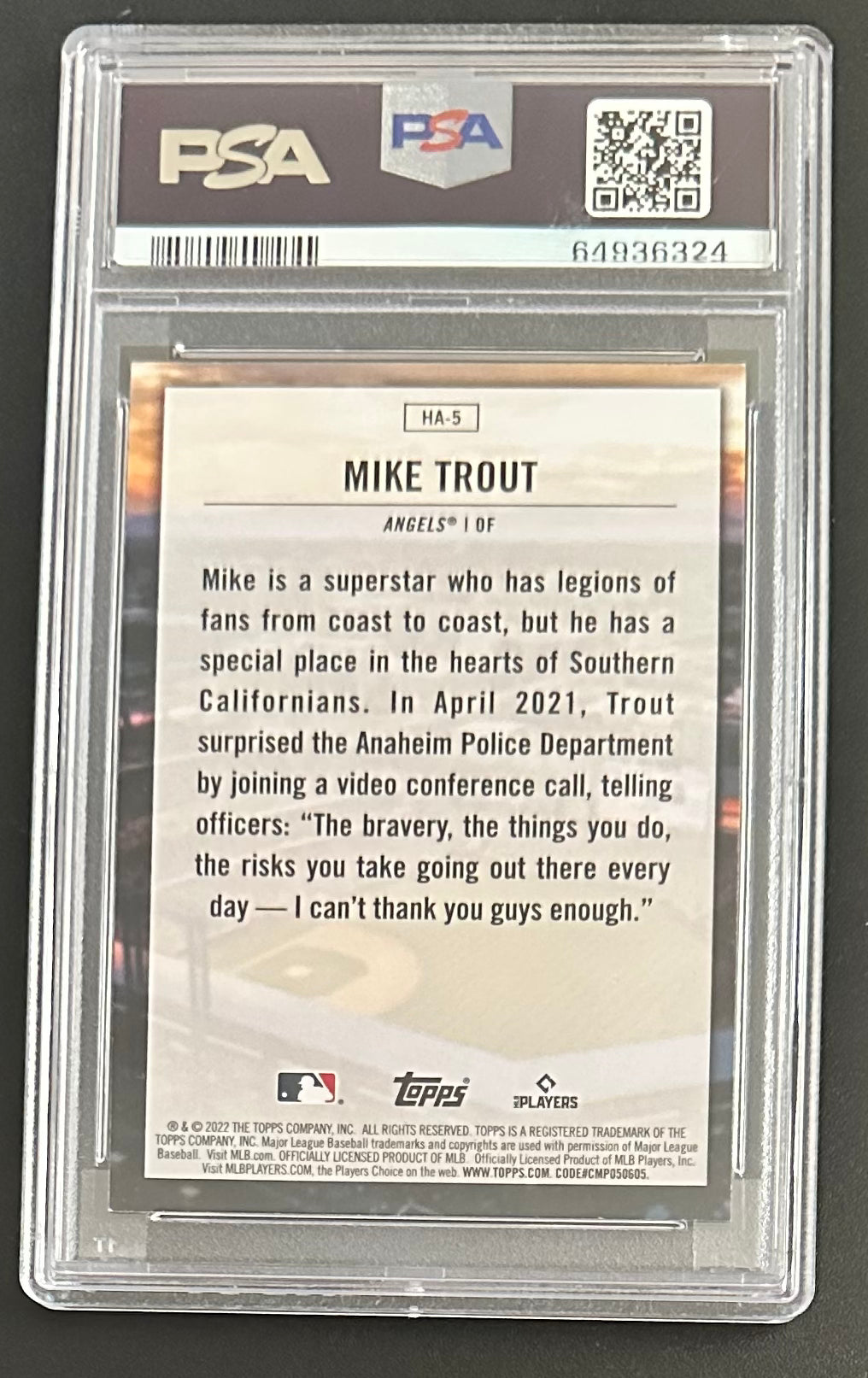 MIKE TROUT 2022 Topps Home Field Advantage #HA-5 PSA 9 MINT