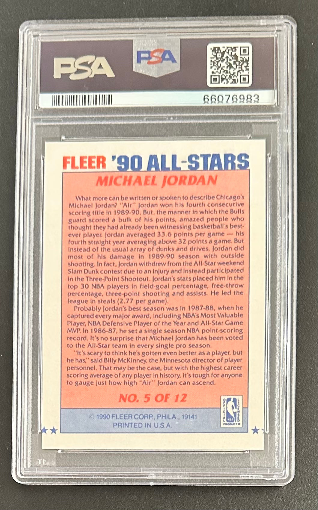 MICHAEL JORDAN 1990 Fleer All-Stars #5 PSA 8 NM-MINT